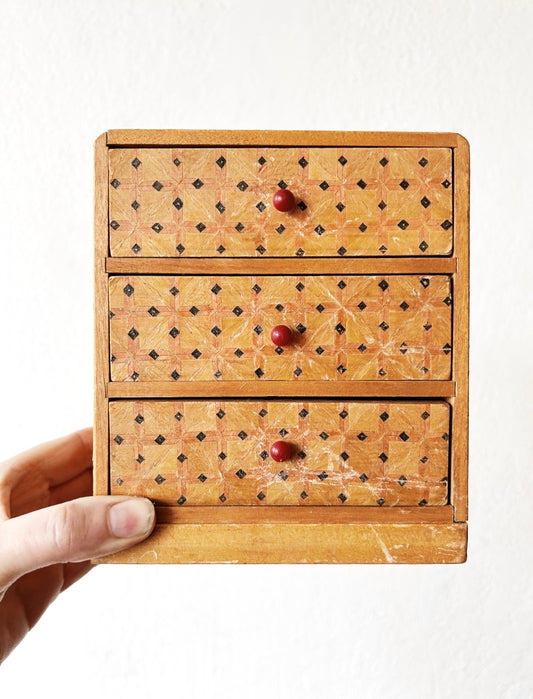 Vintage Inlay Wood Jewelry Chest