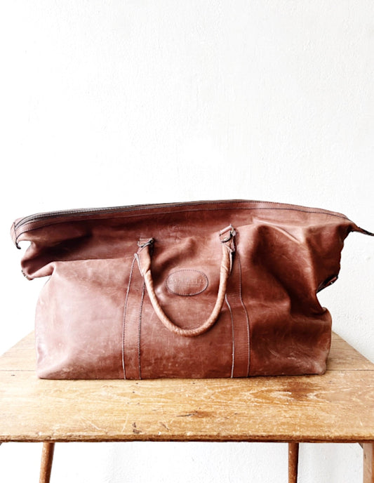 Large Vintage Casablanca Leather Overnighter