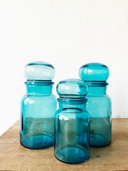 Vintage Belgian Glass Apothecary Jars