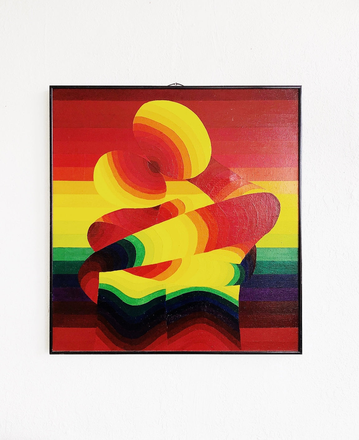 Vintage Op Art Oil Painting