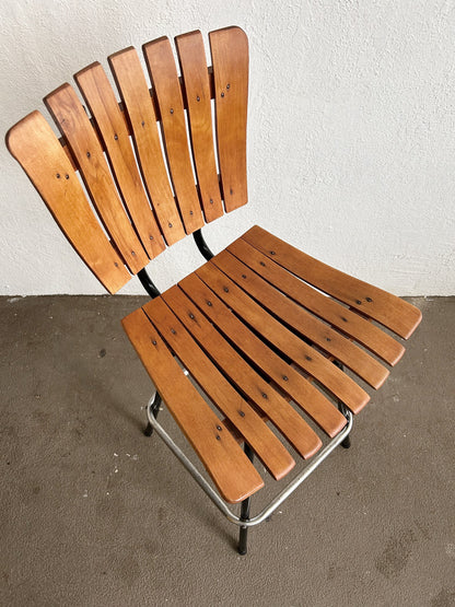 Mid Century Arthur Umanoff Style Slatted Wood Stool