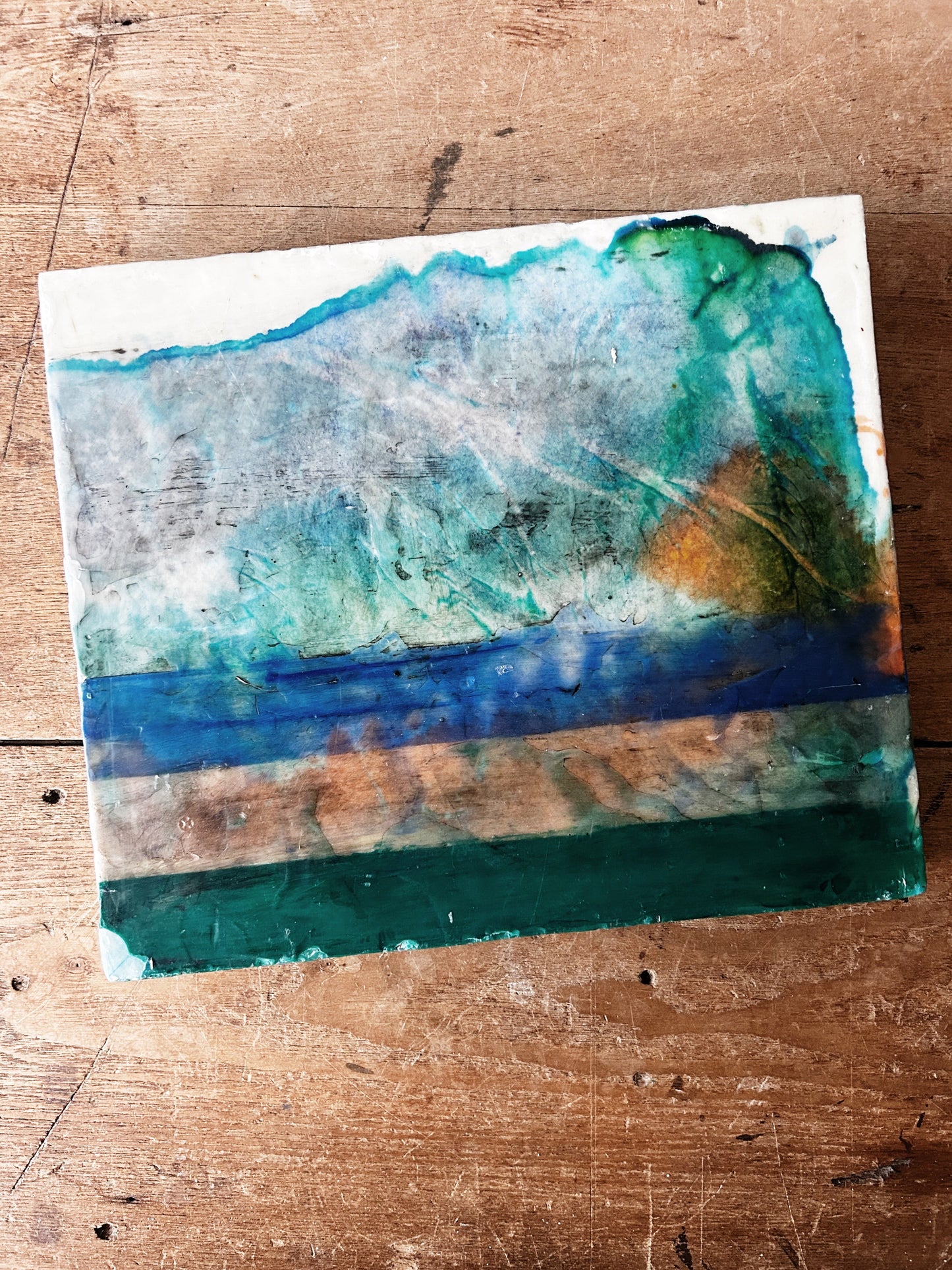 Original Abstract Encaustic Painting