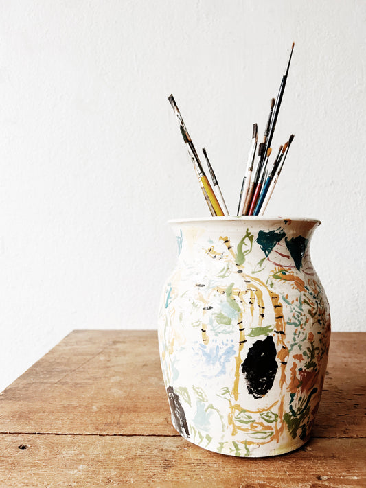 Vintage Hand Painted Crock