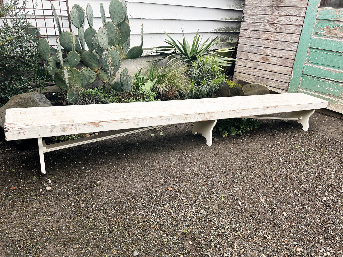Antique Long and Low Wood Bench