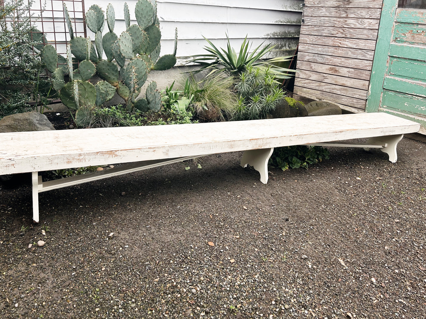 Antique Long and Low Wood Bench