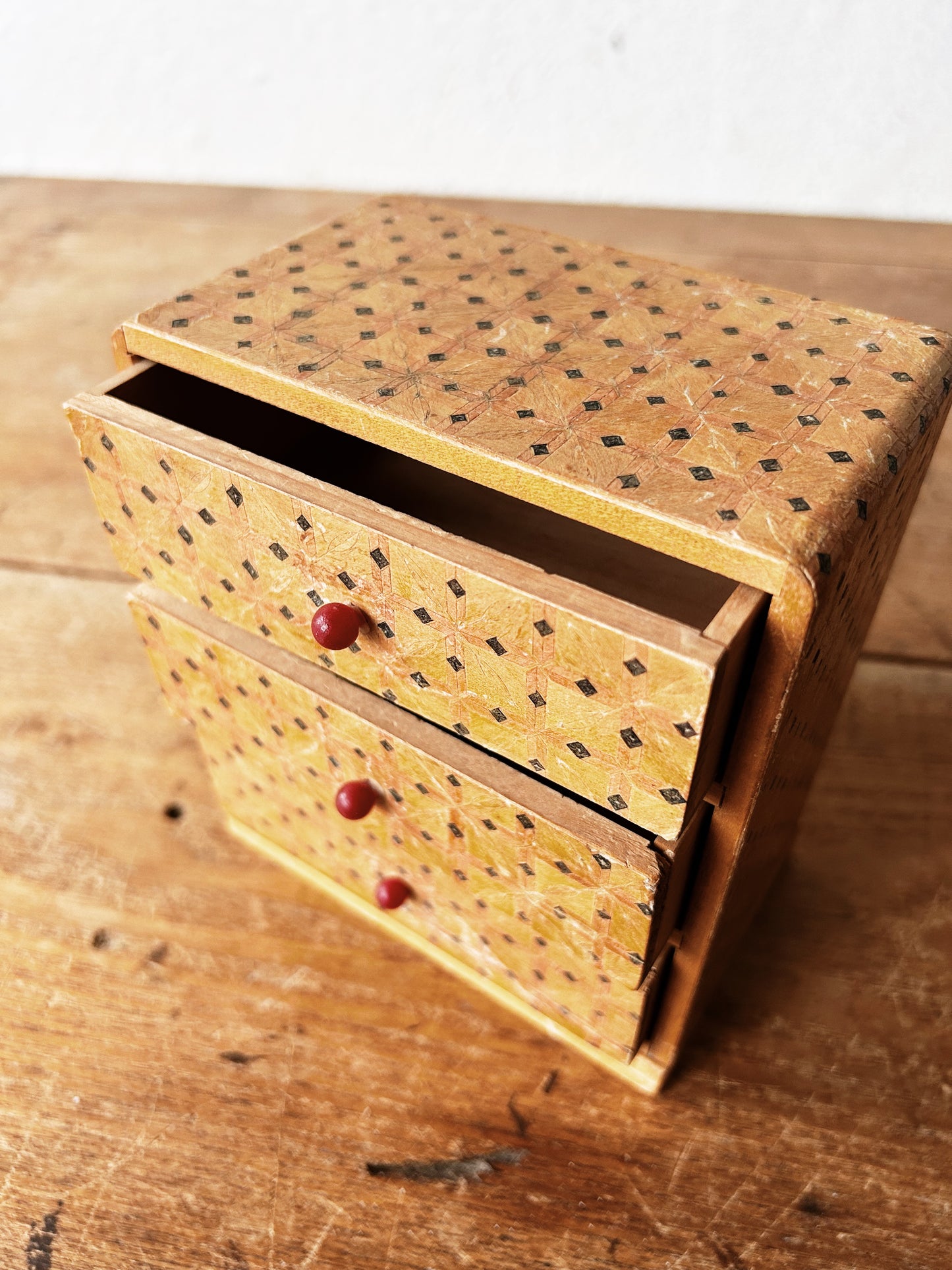 Vintage Inlay Wood Jewelry Chest