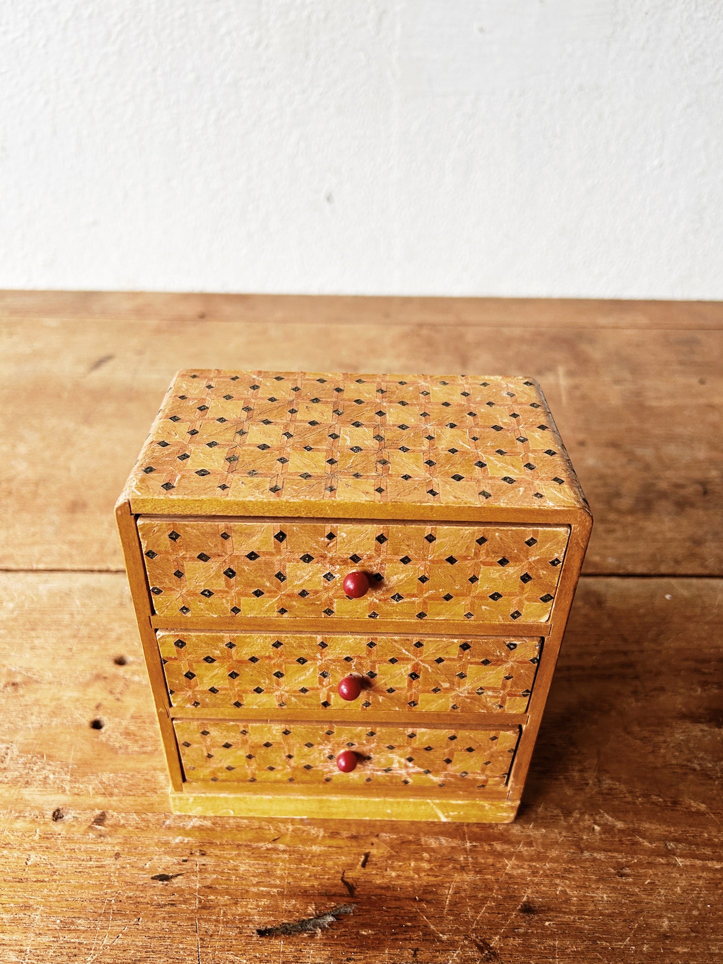 Vintage Inlay Wood Jewelry Chest