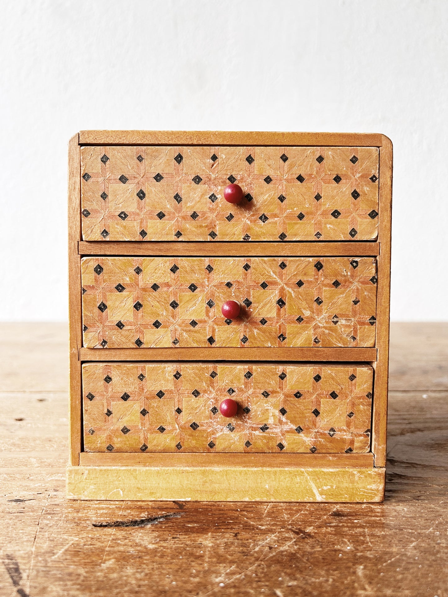 Vintage Inlay Wood Jewelry Chest