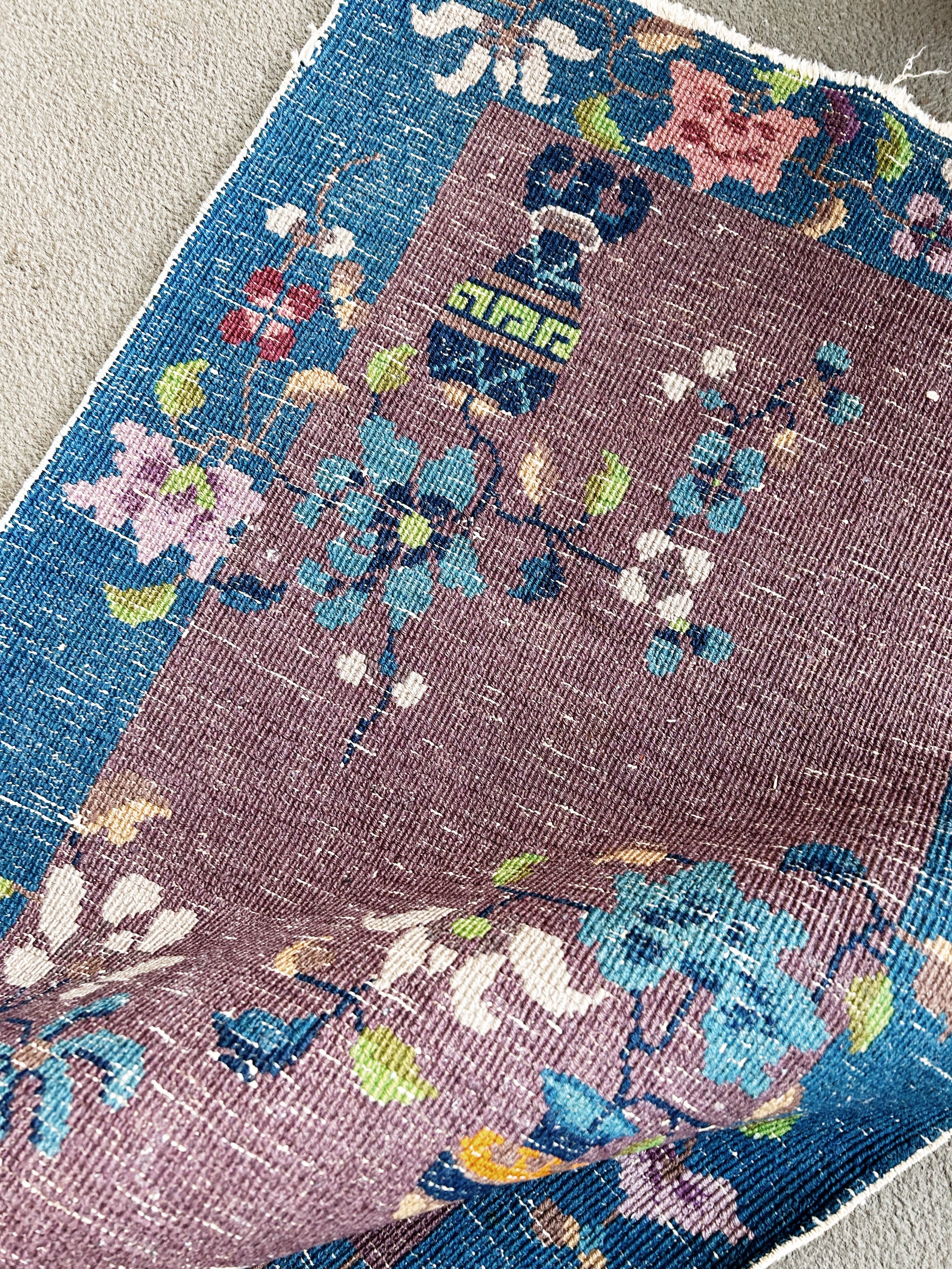 Vintage Hand Knotted Wool Rug - Thumbnail 2