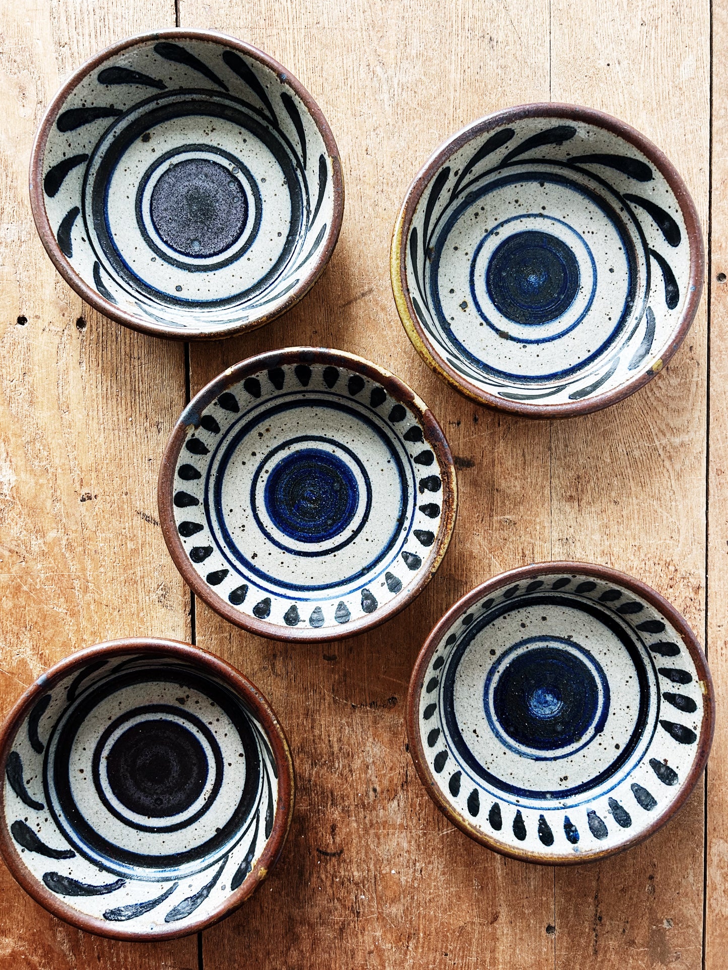 Set of Five Vintage Stoneware Bowls