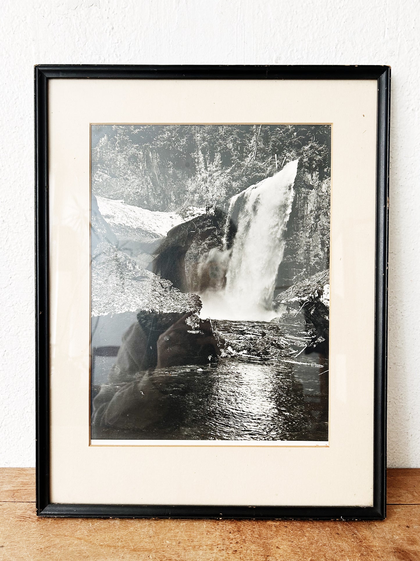 Vintage Framed Black and White Waterfall Film Photograph