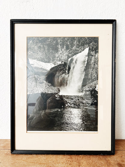 Vintage Framed Black and White Waterfall Film Photograph