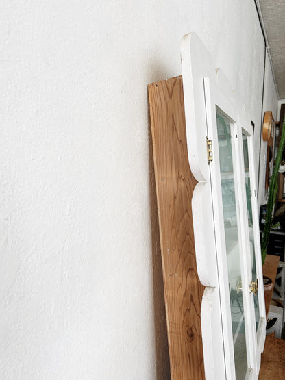 Large Mid Century Folk Style Cabinet with Glass Doors