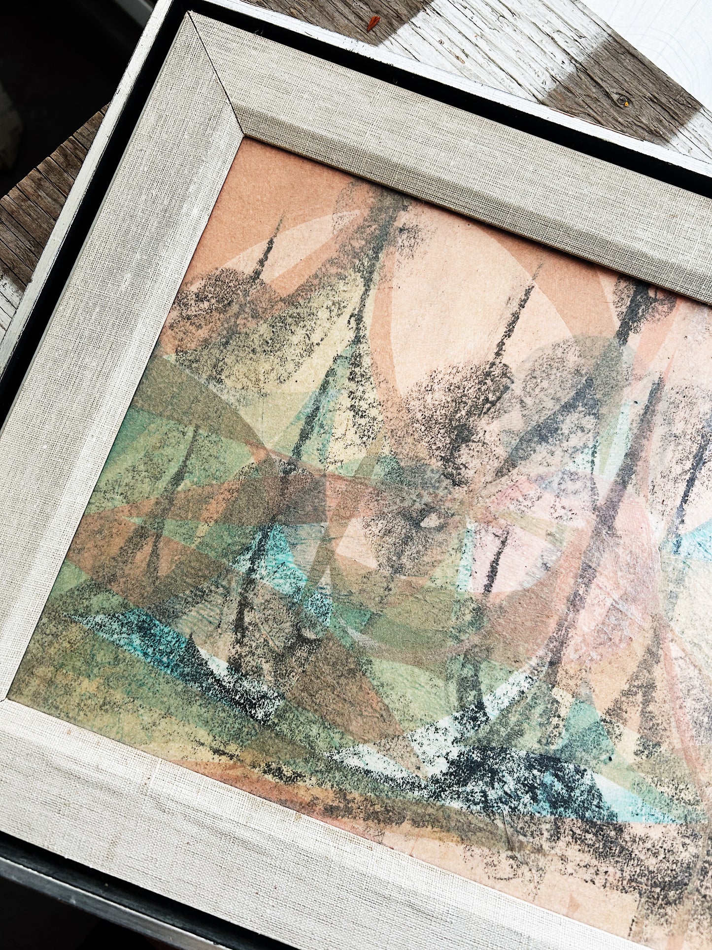 Vintage Abstract Encaustic Painting