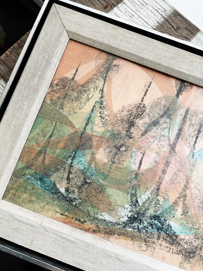 Vintage Abstract Encaustic Painting