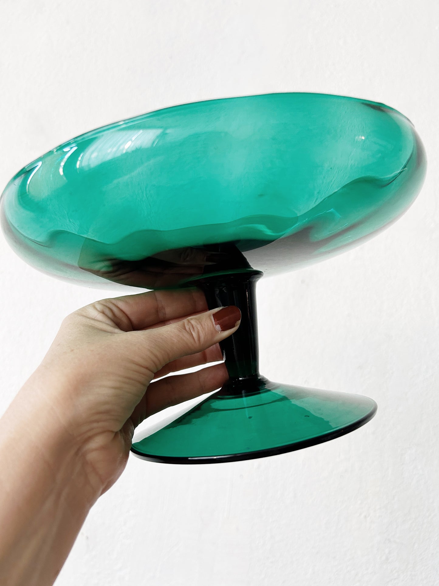 Vintage Blown Glass Pedestal Dish