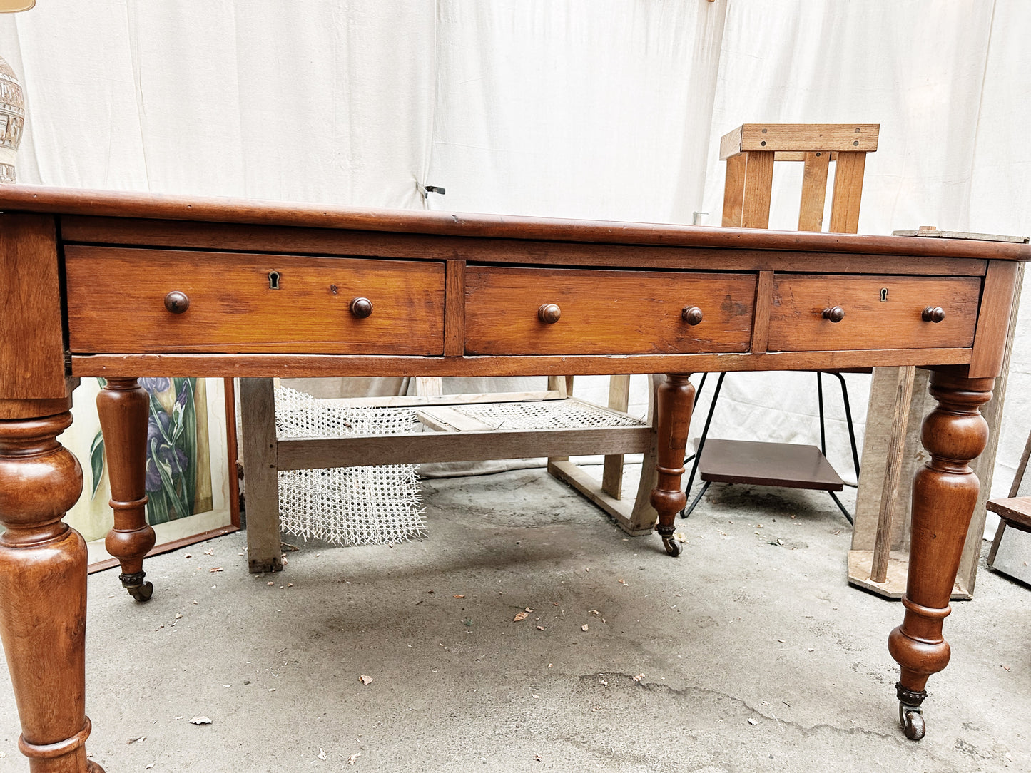 Antique Wood Bankers Table