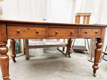 Antique Wood Bankers Table