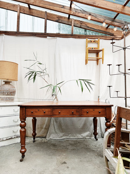 Antique Wood Bankers Table
