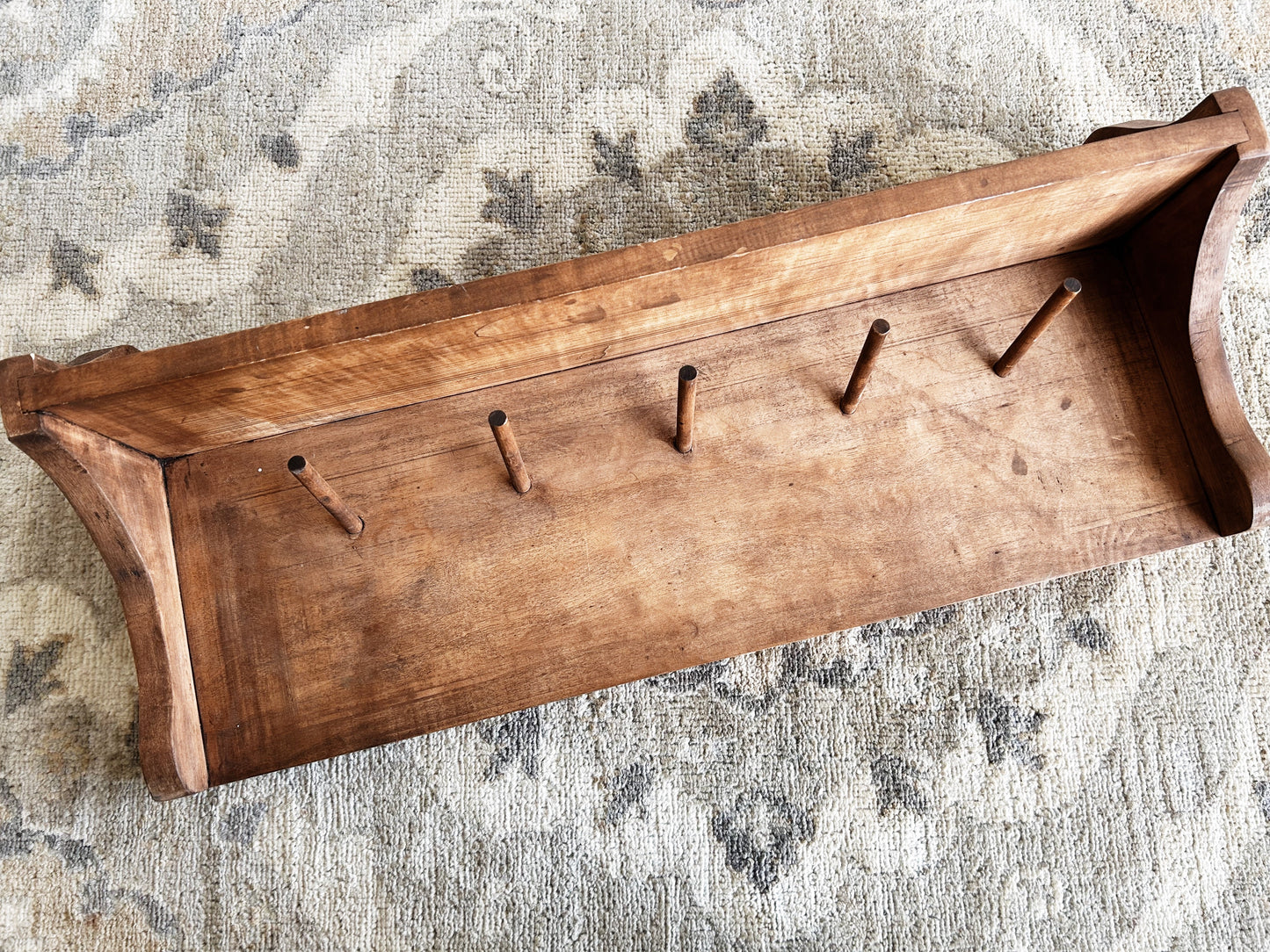 Primitive Wood Peg Rack with Shelf