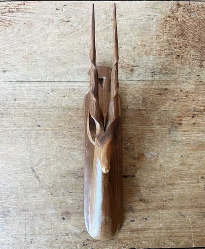 Vintage Carved Wood Antelope Wall Hanging/Hook