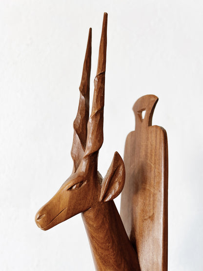 Vintage Carved Wood Antelope Wall Hanging/Hook