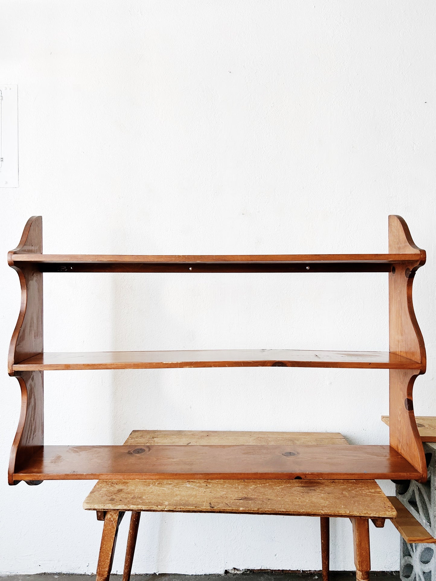 Large Vintage Wood Wall Shelf