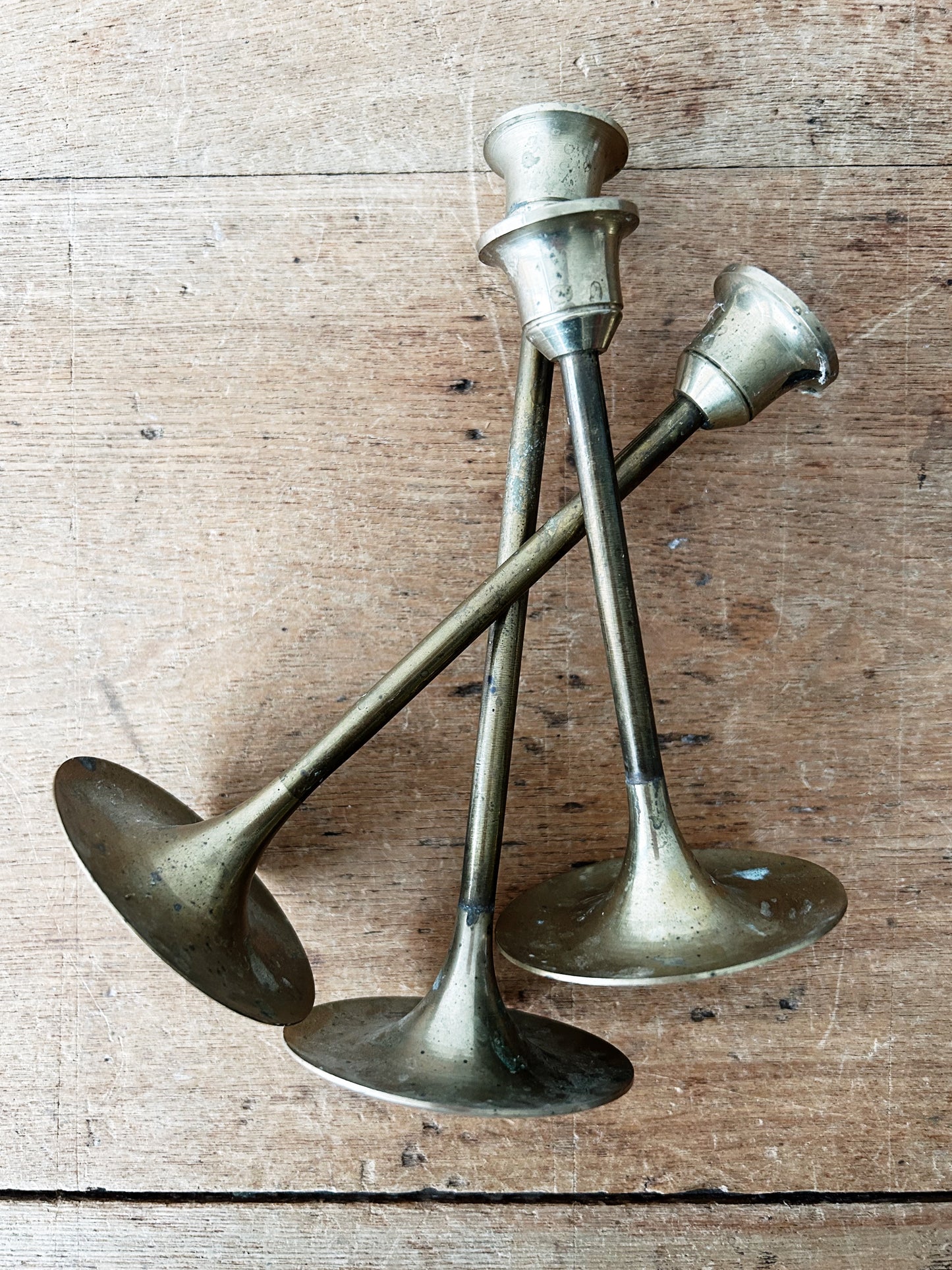 Brass Candleholder Trio