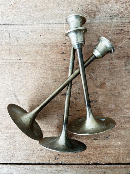 Brass Candleholder Trio