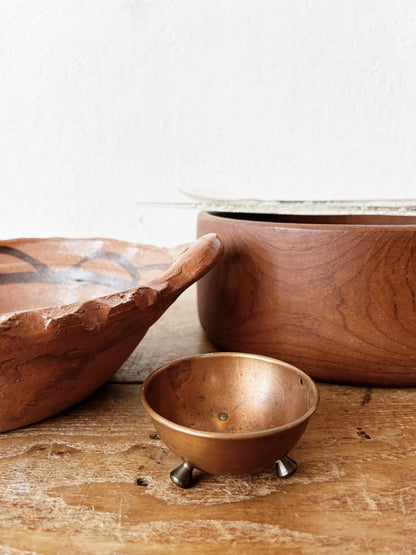 Vintage Terra Cotta or Teak Serving Bowl