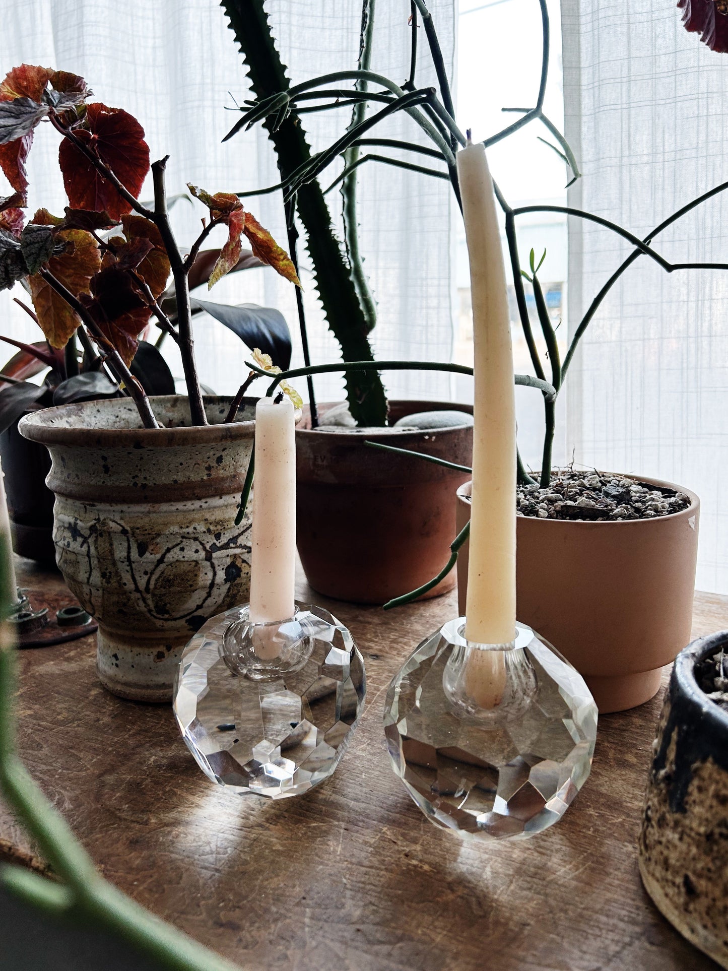 Vintage Tiffany & Co Cut Crystal Prism Candle Holders