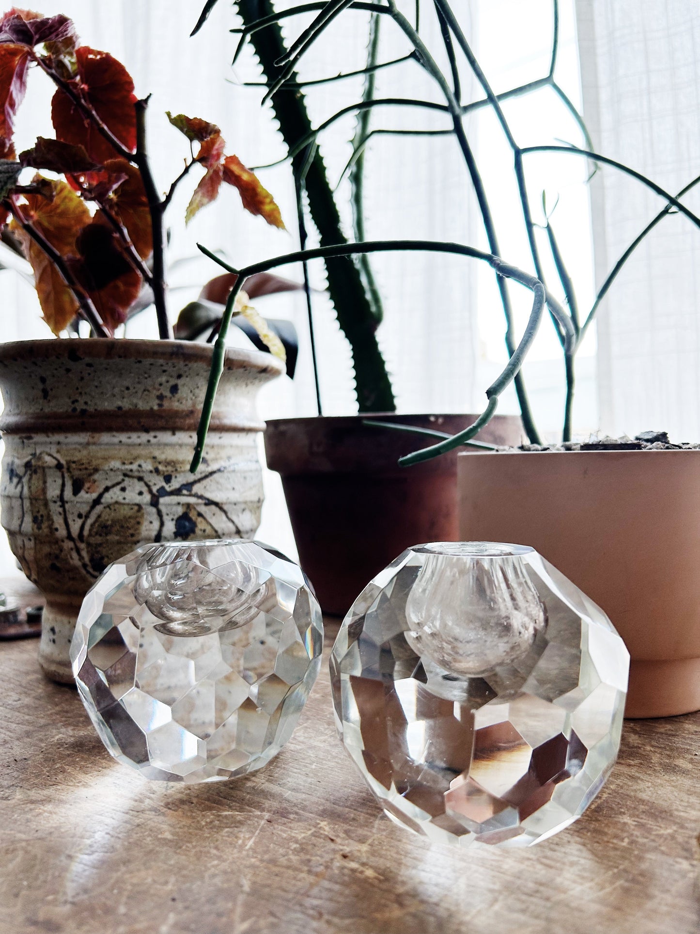 Vintage Tiffany & Co Cut Crystal Prism Candle Holders