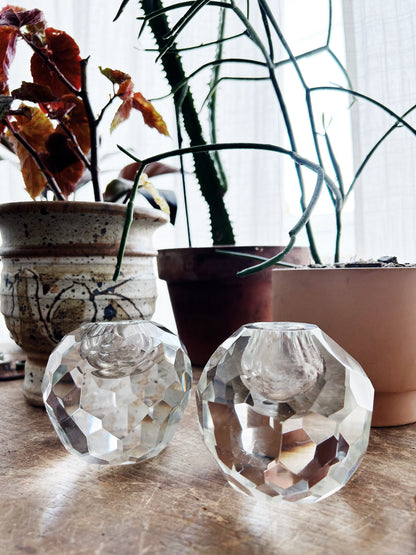 Vintage Tiffany & Co Cut Crystal Prism Candle Holders