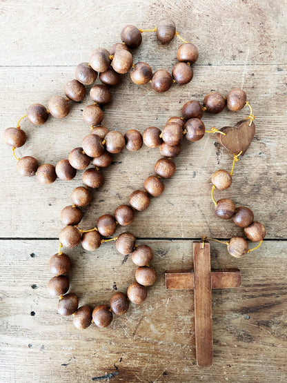 Large Wood Bead Rosary