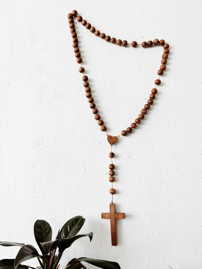 Large Wood Bead Rosary