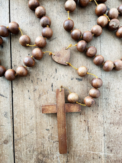 Large Wood Bead Rosary