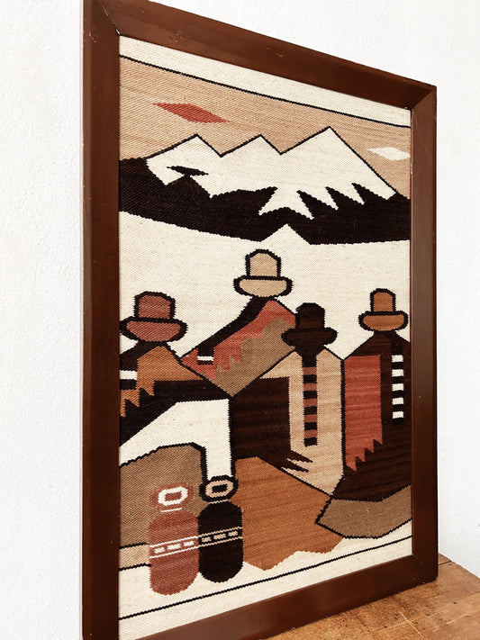 Vintage Framed Peruvian Wool Textile