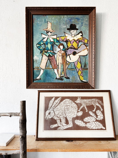 Mid Century Framed Oil Painting