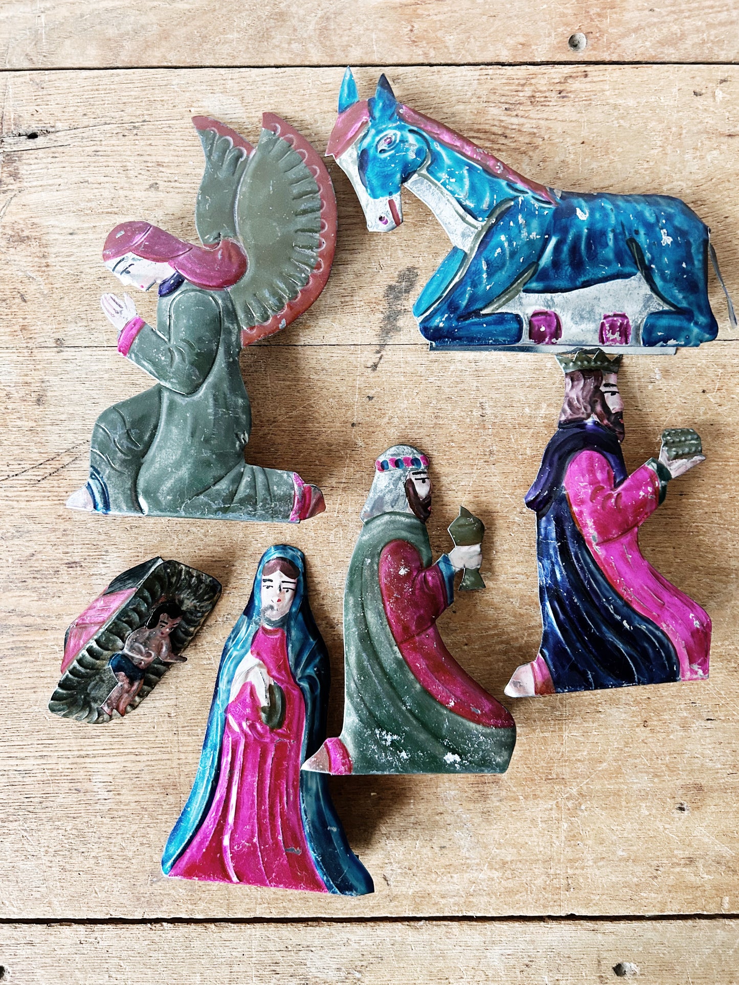 Vintage Mexican Tin Nativity