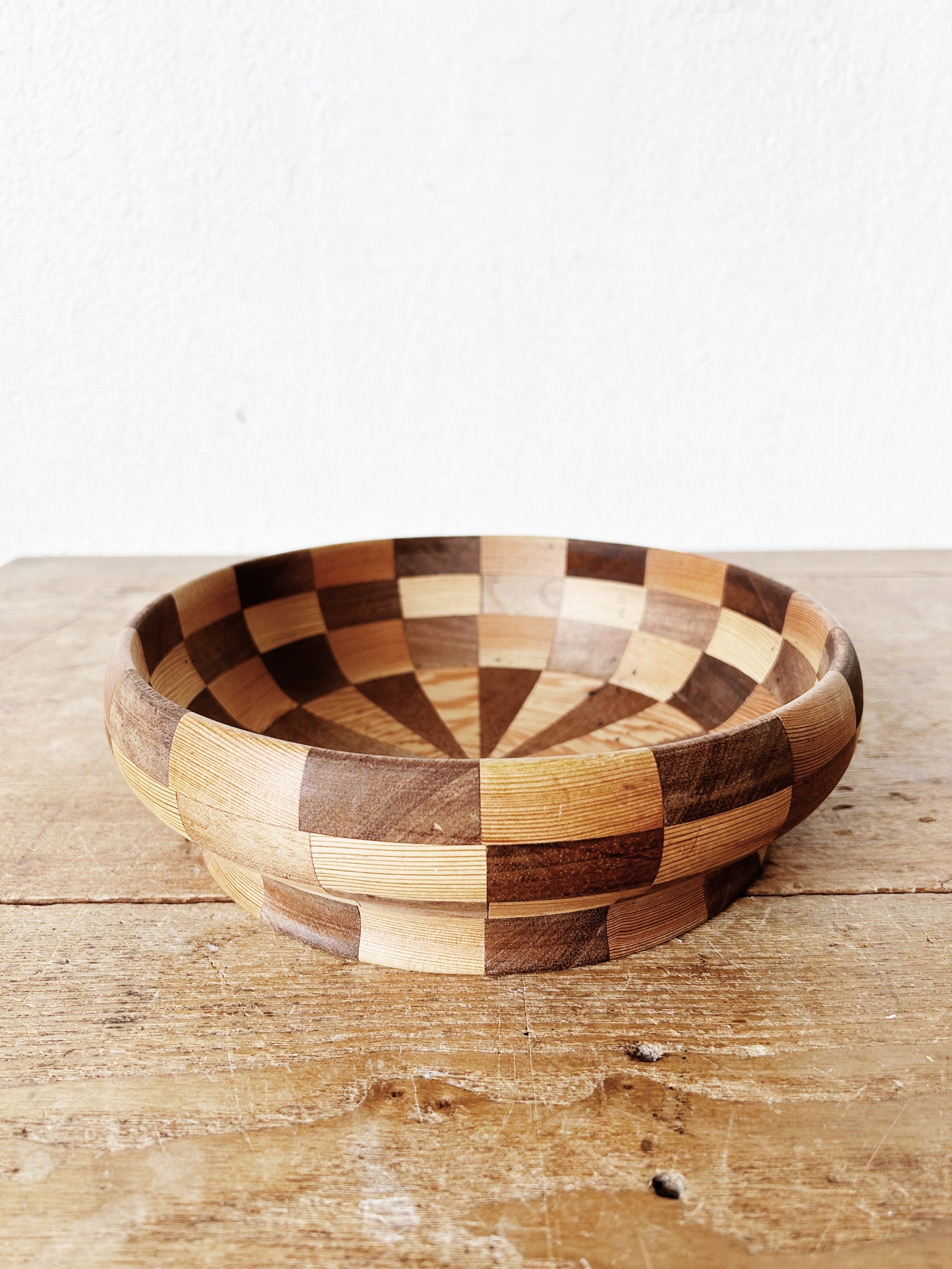 Vintage Handmade Wood Inlay Bowl