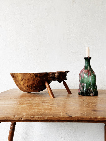 Vintage Green Glass Bottle Candle Holder