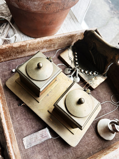 Antique Brass Inkwell