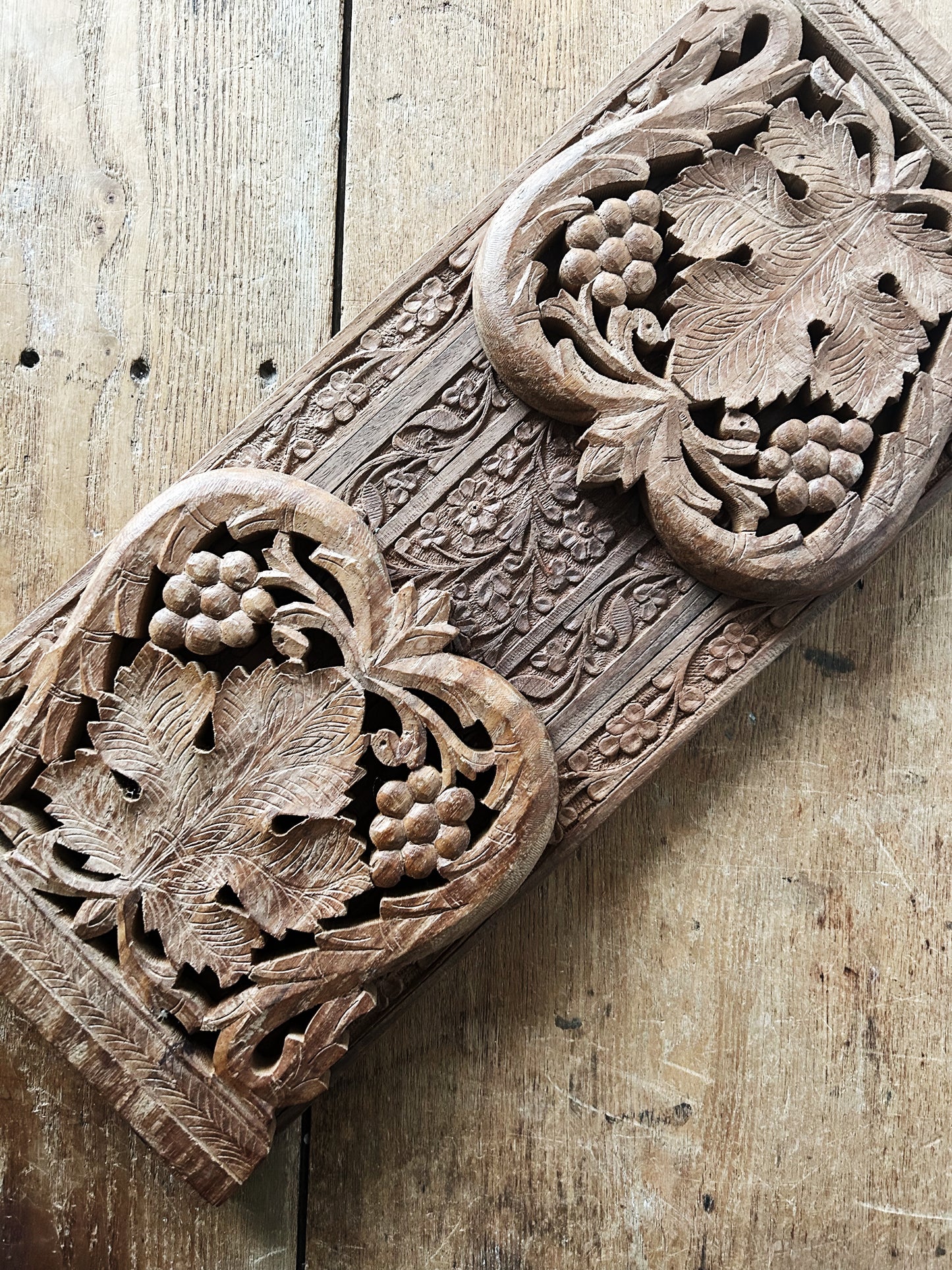 Vintage Carved Wood Book Rack