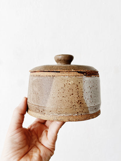 Vintage Lidded Stoneware Vessel