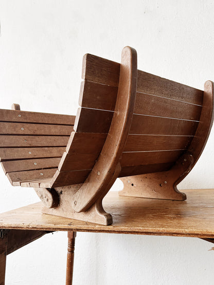 Large Vtg Wood Log Holder