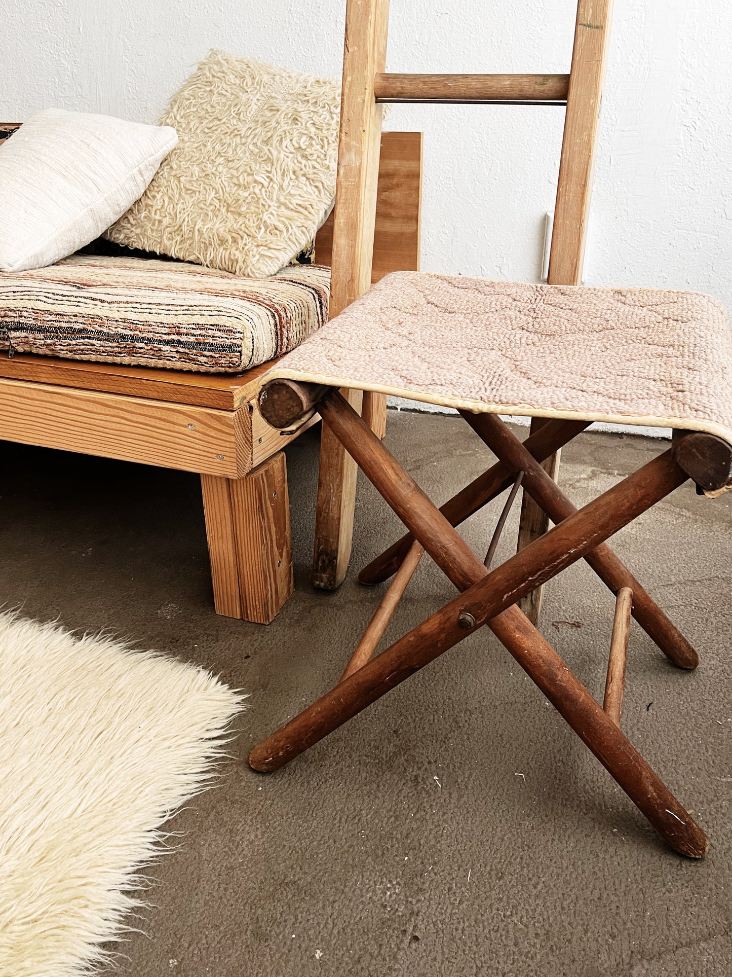Vintage Folding Carpet Stool