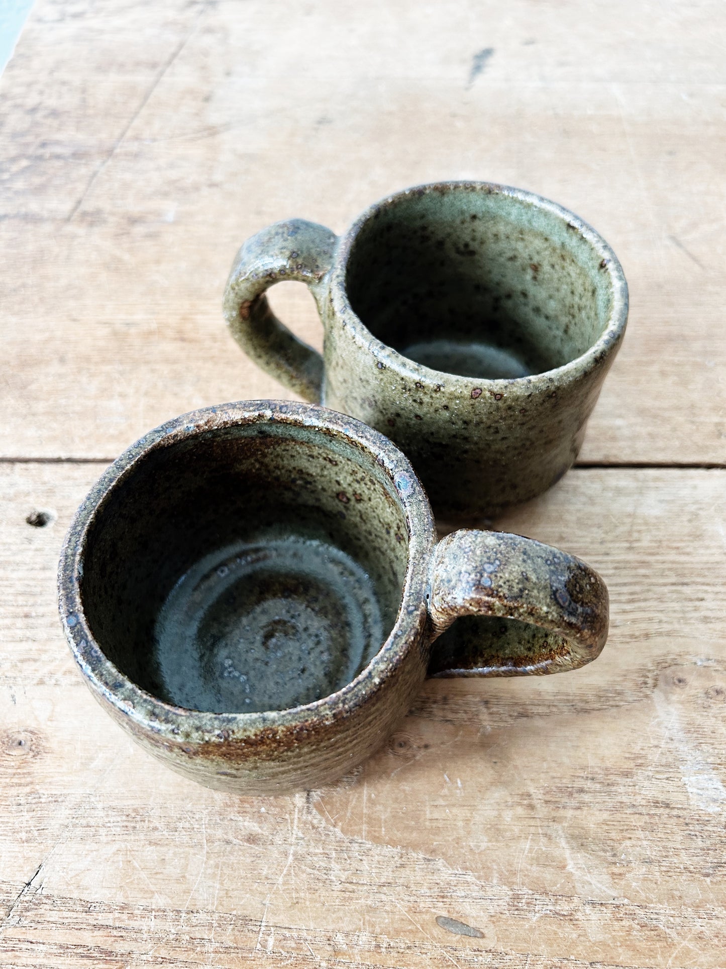 Vintage Stoneware Mug Pair