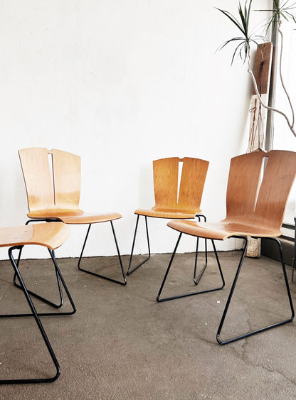 Mid Century Falcon Co Stacking Chairs Set of Four