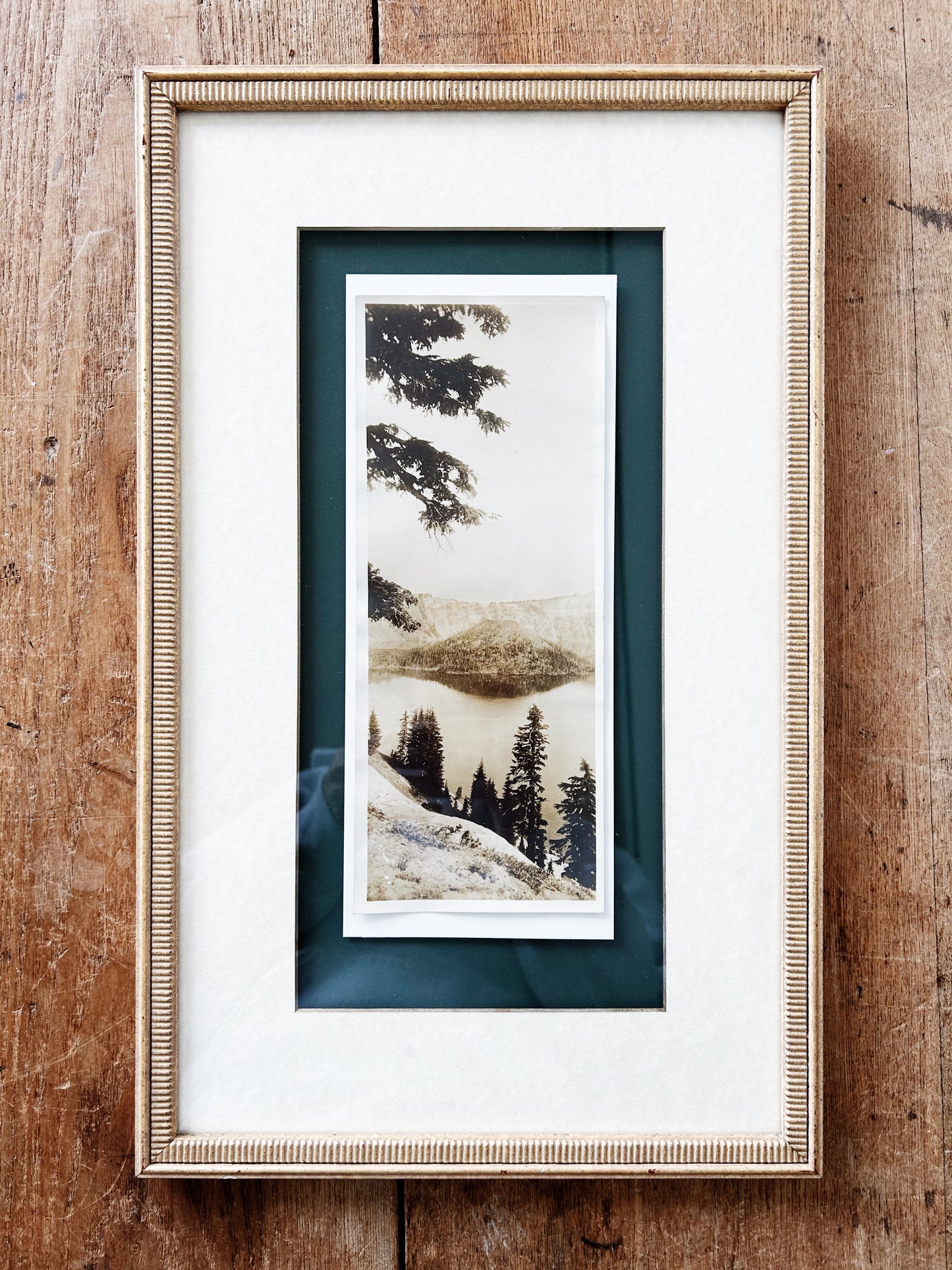 Antique Framed Crater Lake Film Photograph