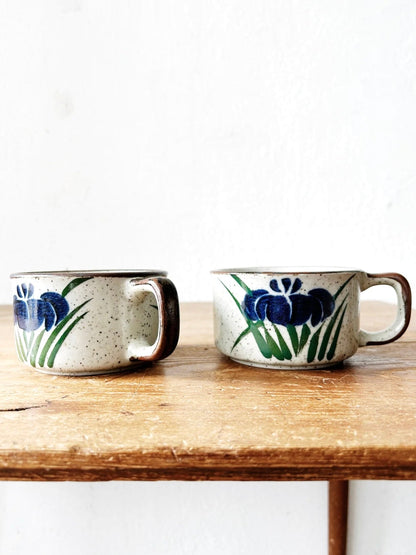Vtg Stoneware Soup Mugs